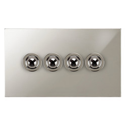 Horizon Square Push Button Switch 4 gang Polished Nickel