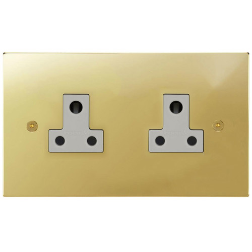 Horizon Square Socket 2 gang 5 amp unswitched socket Polished Brass