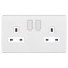 Wall Socket Screwless 2 gang 13 amp switched socket outlet Double Pole Matt White