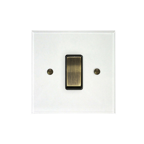 Prism Rocker Switch 1 gang rocker switch 20 amp 2 way Clear Perspex / Antique Brass