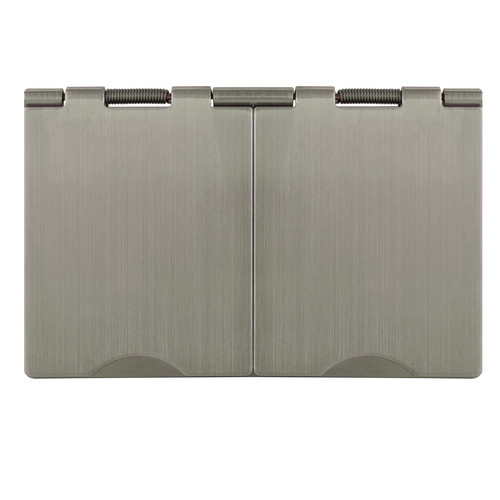 Horizon Square Floor Socket 2 gang 5 amp unswitched floor socket Satin Nickel