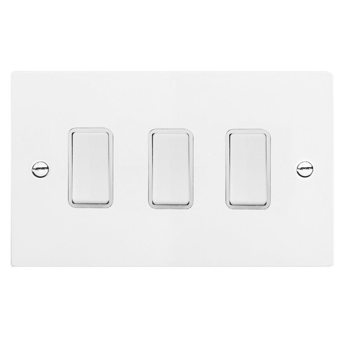 Rocker White Switch 3 gang rocker switch 20 amp 2 way Satin White Aluminium