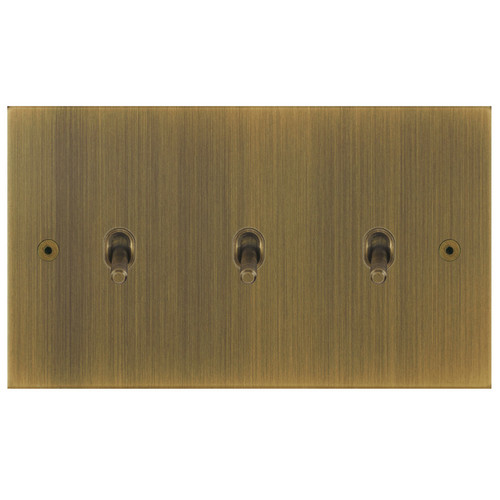 Horizon Square Contemporary Toggle Switch 3 gang 20 amp 2 way Antique Brass
