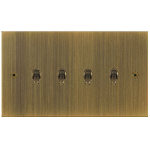 Horizon Square Contemporary Toggle Switch 4 gang 20 amp 2 way Antique Brass