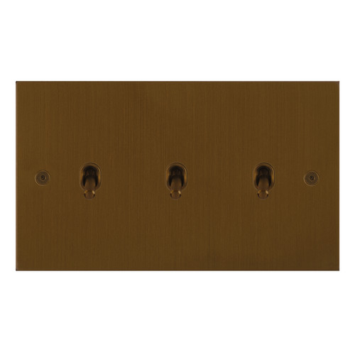 Horizon Square Contemporary Toggle Switch 3 gang 20 amp 2 way Antique Bronze