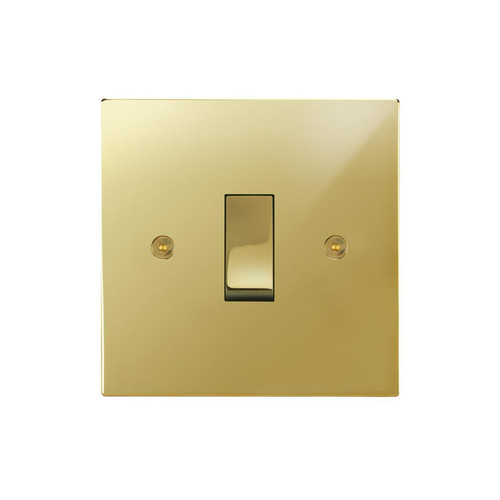 Horizon Square Rocker Switch 1 gang 20amp 2 way + off retractive Polished Brass