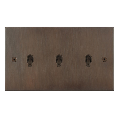 Horizon Square Contemporary Toggle Switch 3 gang 20 amp 2 way Chocolate Bronze