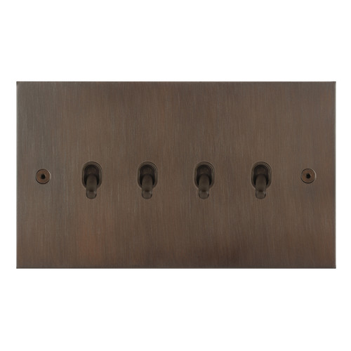 Horizon Square Contemporary Toggle Switch 4 gang 20 amp 2 way Chocolate Bronze