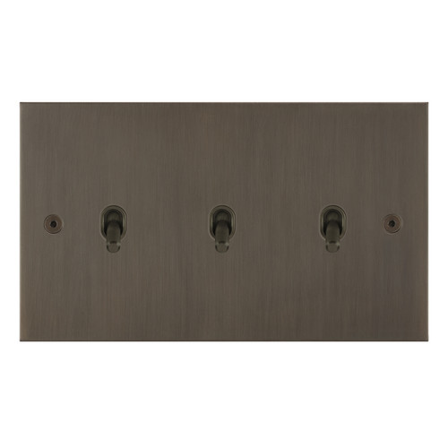 Horizon Square Contemporary Toggle Switch 3 gang 20 am 2 way Jordan Bronze
