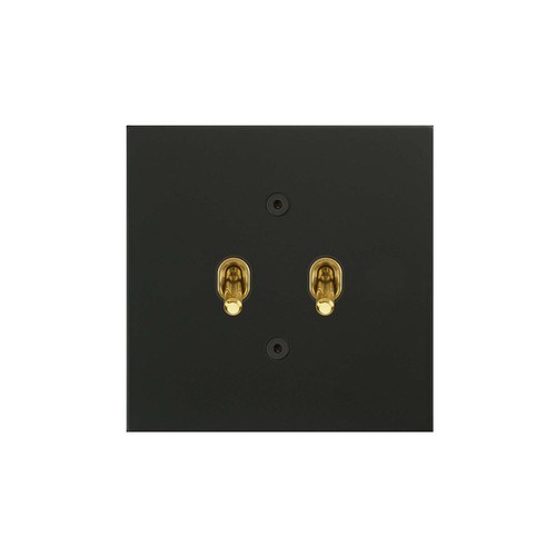 Horizon Square Contemporary Toggle Switch 2 gang 20 amp 2 way Matt Black