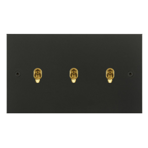 Horizon Square Contemporary Toggle Switch 3 gang 20 amp 2 way Matt Black