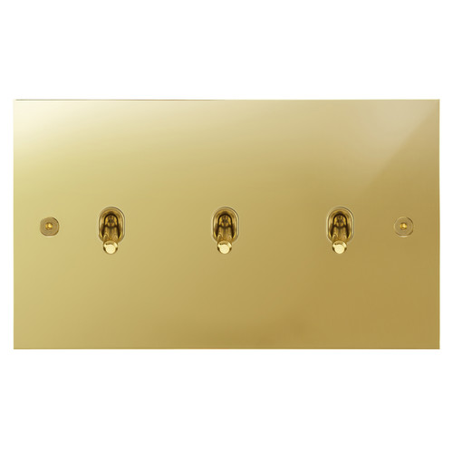 Horizon Square Contemporary Toggle Switch 3 gang 20 amp 2 way Polished Brass