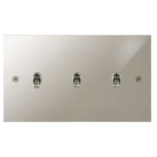 Horizon Square Contemporary Toggle Switch 3 gang 20 amp 2 way Polished Nickel
