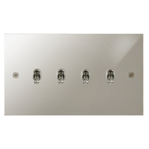 Horizon Square Contemporary Toggle Switch 4 gang 20 amp 2 way Polished Nickel