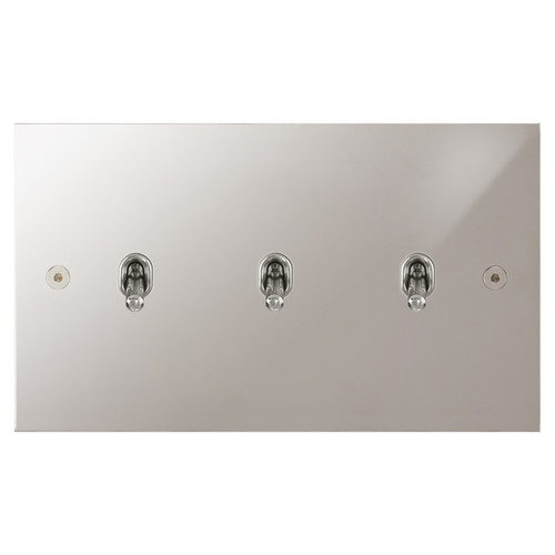 Horizon Square Contemporary Toggle Switch 3 gang 20 amp 2 way Polished Chrome