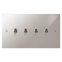 Horizon Square Contemporary Toggle Switch 4 gang 20 amp 2 way Polished Chrome