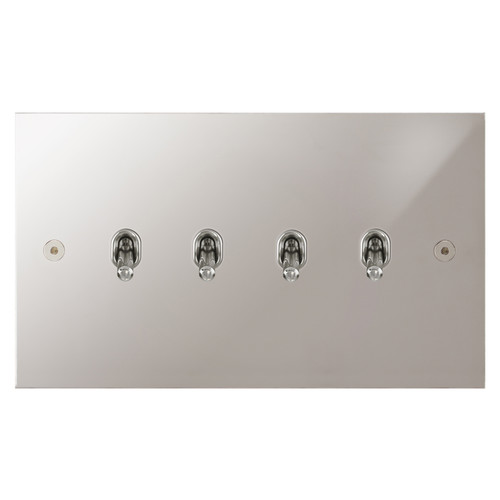 Horizon Square Contemporary Toggle Switch 4 gang 20 amp 2 way Polished Stainless Steel