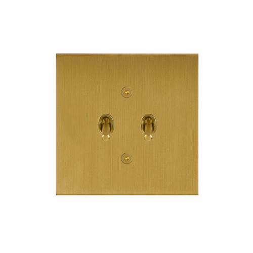 Horizon Square Contemporary Toggle Switch 2 gang 20 amp 2 way Satin Brass