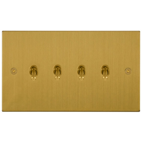 Horizon Square Contemporary Toggle Switch 4 gang 20 amp 2 way Satin Brass