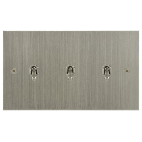 Horizon Square Contemporary Toggle Switch 3 gang 20 amp 2 way Satin Nickel