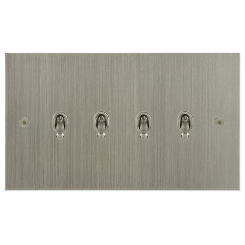 Horizon Square Contemporary Toggle Switch 4 gang 20 amp 2 way Satin Nickel