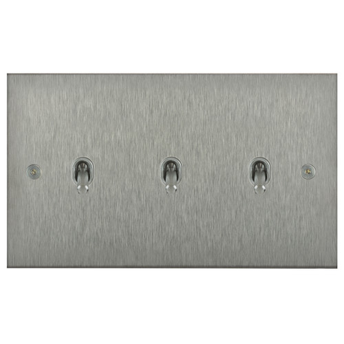 Horizon Square Contemporary Toggle Switch 3 gang 20 amp 2 way Satin Stainless Steel