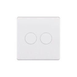LED Dimmer LED Trailing Edge Switch Screwless 100W 2 gang 2 way Matt White