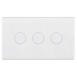 LED Dimmer LED Trailing Edge Switch Screwless 100W 3gang 2 way Matt White