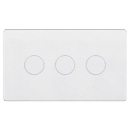 LED Dimmer LED Trailing Edge Switch Screwless 100W 3gang 2 way Matt White