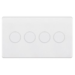 LED Dimmer LED Trailing Edge Switch Screwless 100W 4 gang  2 way Matt White
