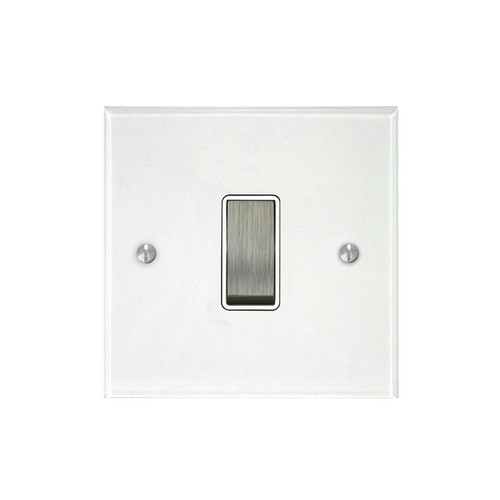 Prism Rocker Switch 1 gang rocker switch 20 amp 2 way Clear Perspex / Satin Nickel