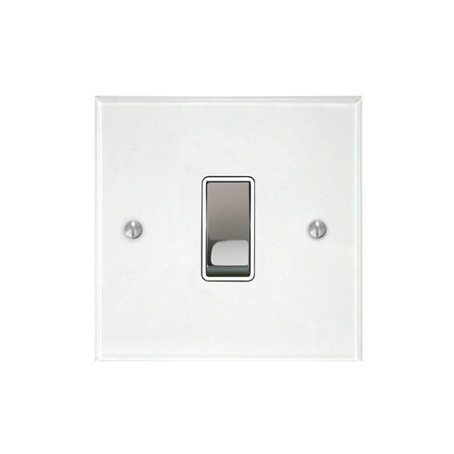 Prism Rocker Switch 1 gang rocker switch 20 amp intermediate Clear Perspex / Polished Stainless Steel