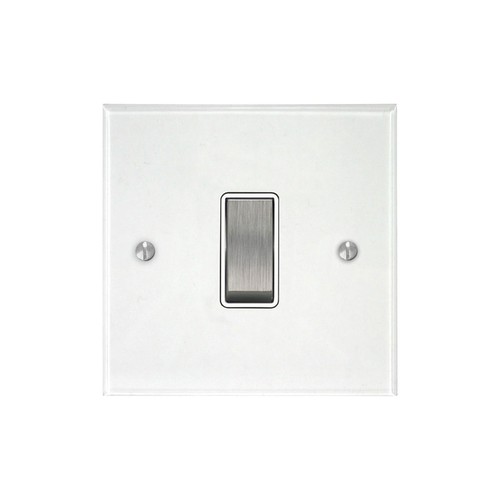 Prism Rocker Switch 1 gang rocker switch 20 amp intermediate Clear Perspex / Stainless Steel
