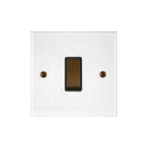 Prism Rocker Switch 1 gang rocker switch 20 amp intermediate Clear Perspex / Antique Bronze