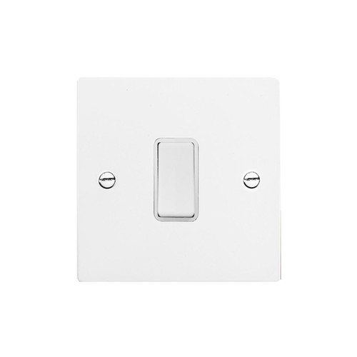 Rocker White Switch 1 gang 20 amp retractive Satin White Aluminium