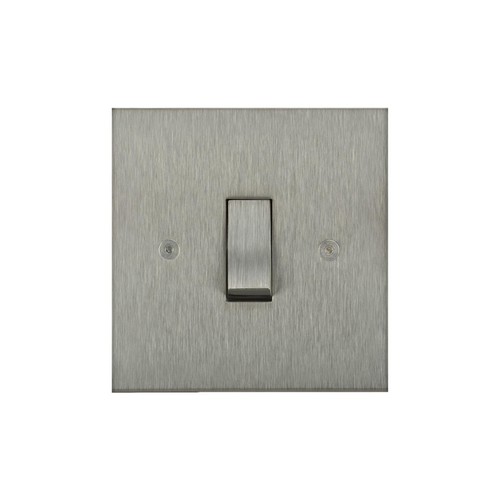 Horizon Square Rocker Switch 1 gang 2 way + off Satin Stainless Steel