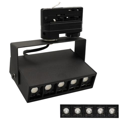 Multi Lens Anti-Glare Three Circuit Track Light 240V 10W Black