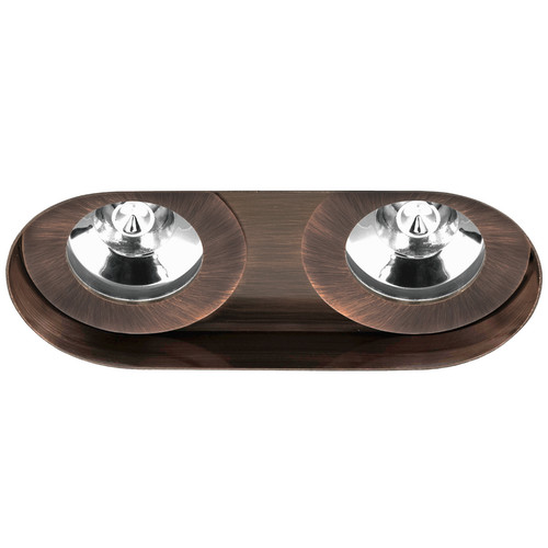 Trimless Double Round Adjustable Downlight IP55 GU10 240V Bronze 2 x 50W