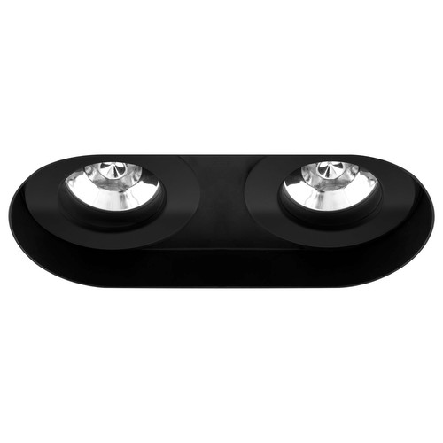 Trimless Double Round Fixed Downlight IP55 GU10 240V Black 2 x 50W
