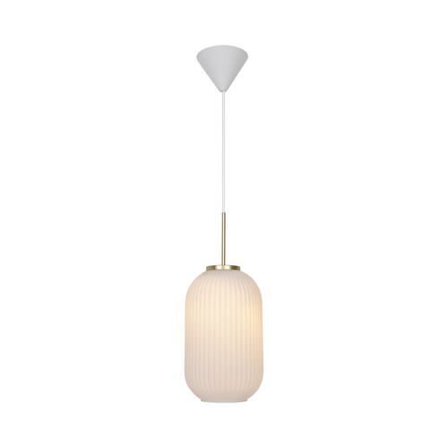 Milford 20 Pendant Light 240V Opal / Brass 40W