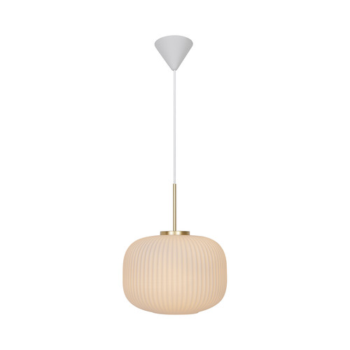 Milford 30 Pendant Light 240V Opal / Brass 40W