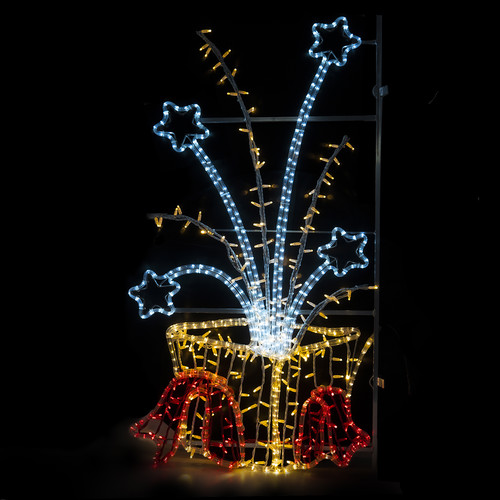 Christmas Giftbox Motif LED Light (800x1600mm) Yellow, Red, White