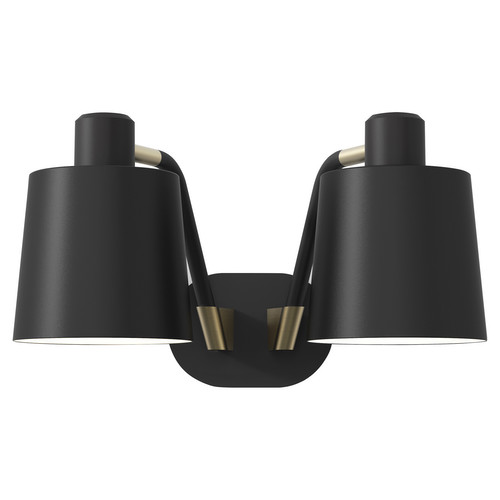 Edward Twin Wall Light 240V 2x12W Black
