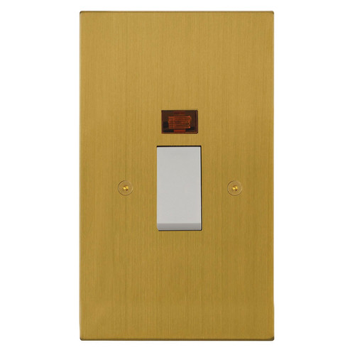 Horizon Square Cooker Switch 1 gang plate 45 amp cooker neon Satin Brass