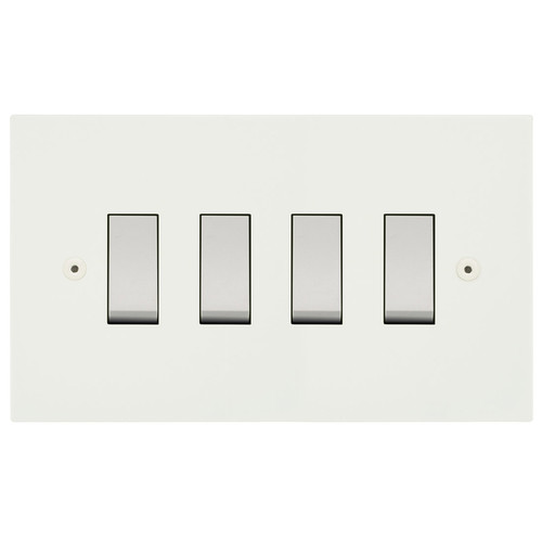 Horizon Square Rocker Switch 4 gang 10 amp Intermediate Primed White