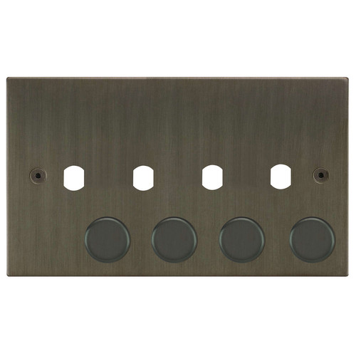 Horizon Square Dimmer Plate and Caps 4 gang Jordan Bronze