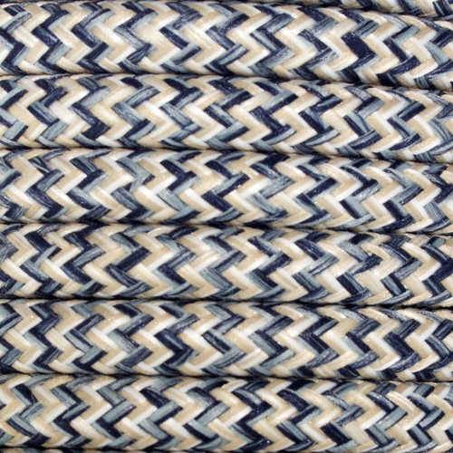 Braided Cloth Round Flex 3 Core Cable 0.75mm² Denim and Linen Herringbone