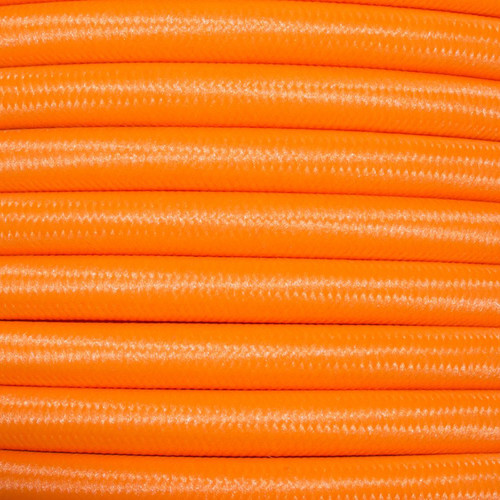 Braided Cloth Round Flex 3 Core Cable 0.75mm² Neon Orange