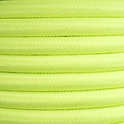 Braided Cloth Round Flex 3 Core Cable 0.75mm² Neon Yellow