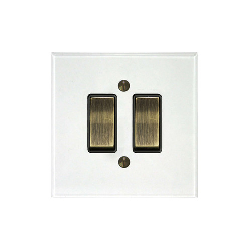 Prism Rocker Switch 2 gang rocker switch 20 amp 2 way Antique Brass / Clear Perspex